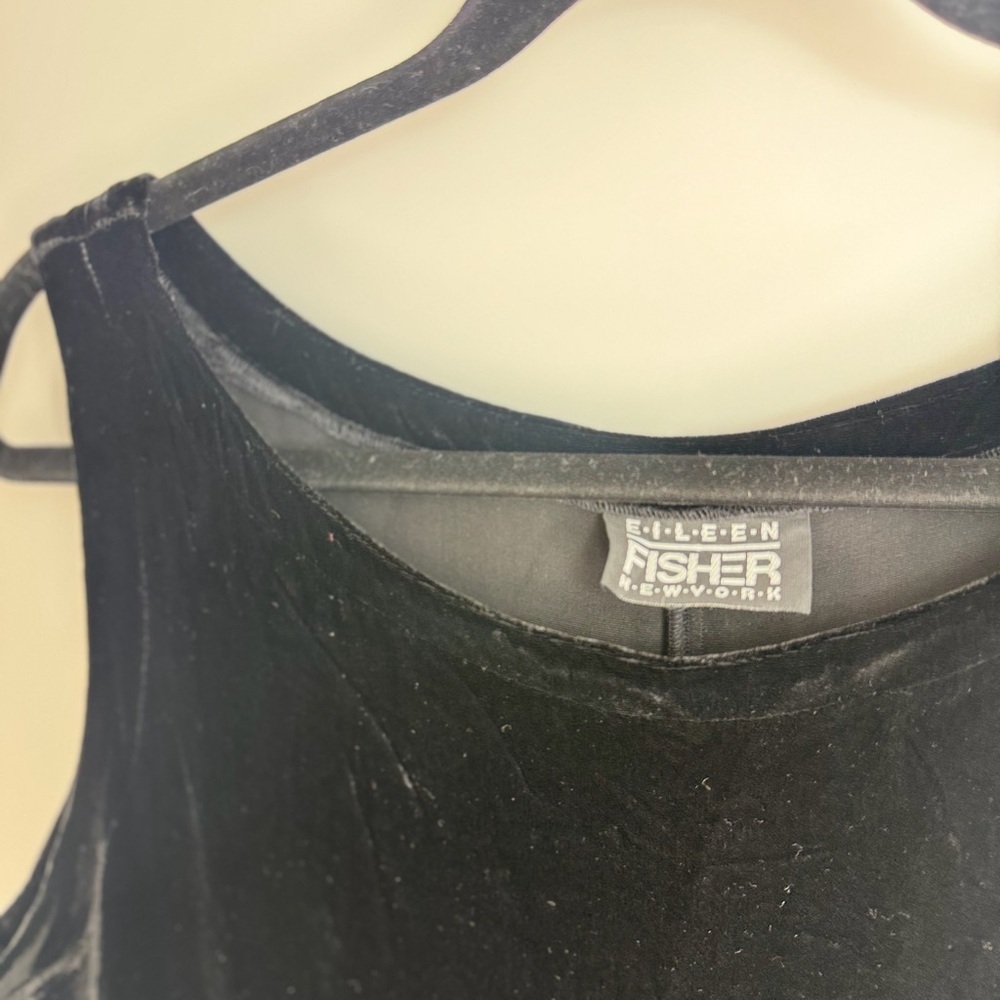 Eileen Fisher VTG 90s Classic Crushed Velvet Sleeveless Crushed MIDI Dress - Picture 3 of 4
